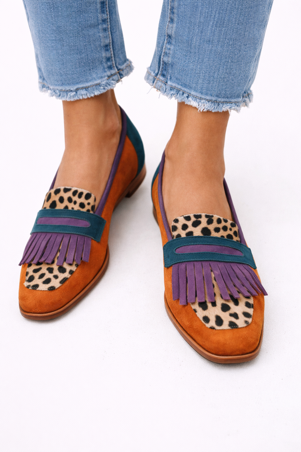 Elowen vibrant safari handcrafted leather loafers