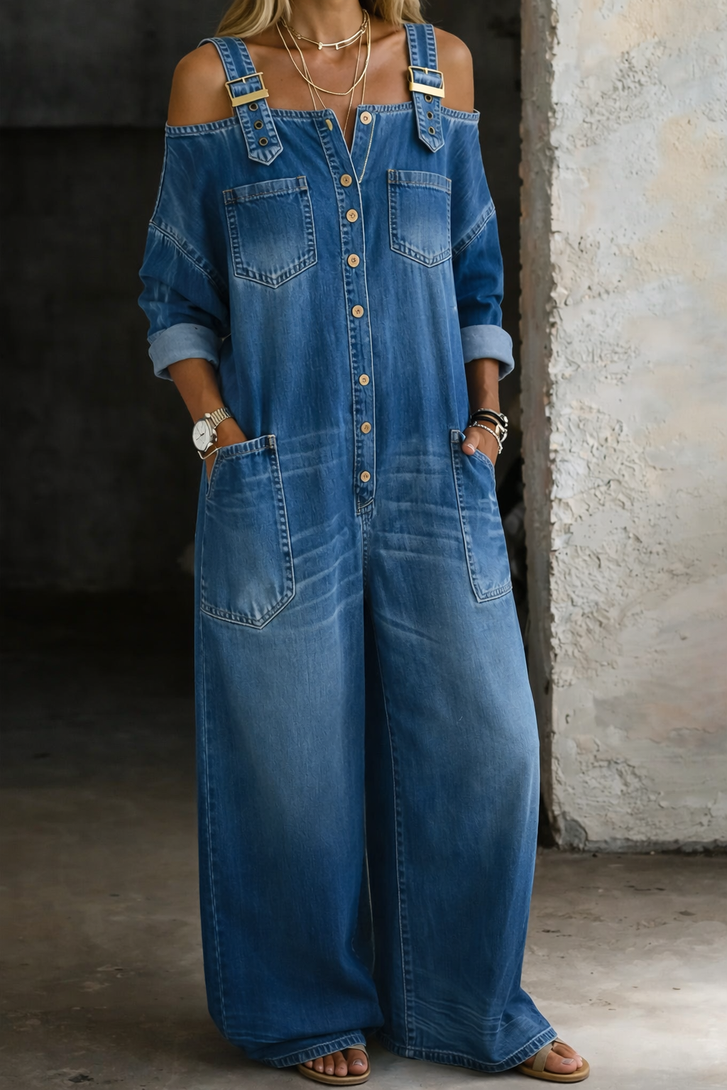 Pernelle - Off-Shoulder Denim Jumpsuit