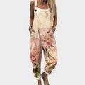 Elise pastel floral wide strap bohemian loose overalls