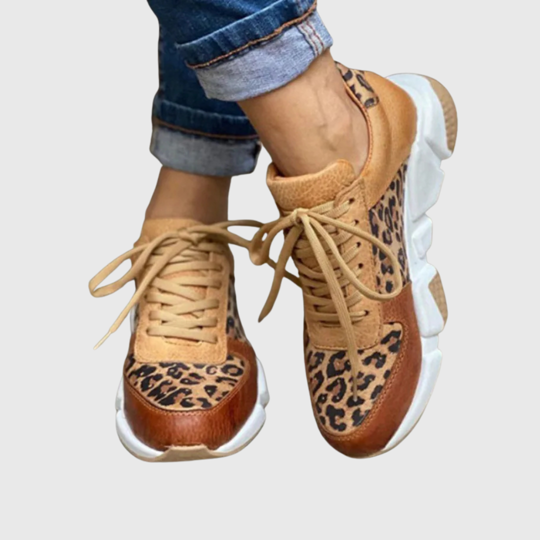 Lucie leopard print platform sneakers with lace-up closure