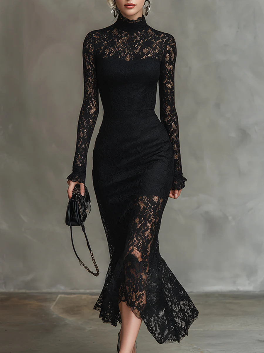 Monica | Lace Fishtail Maxi Dress