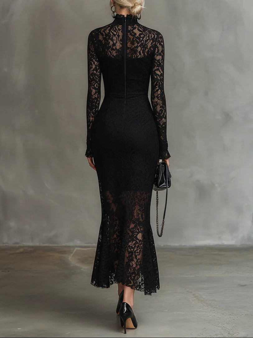 Monica | Lace Fishtail Maxi Dress
