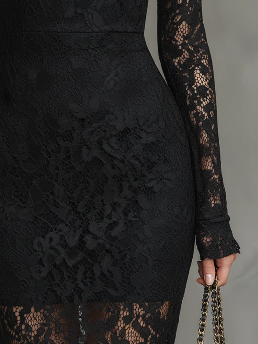 Monica | Lace Fishtail Maxi Dress