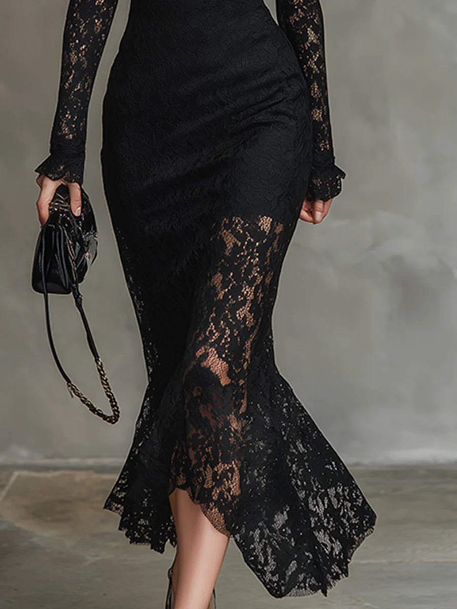 Monica | Lace Fishtail Maxi Dress