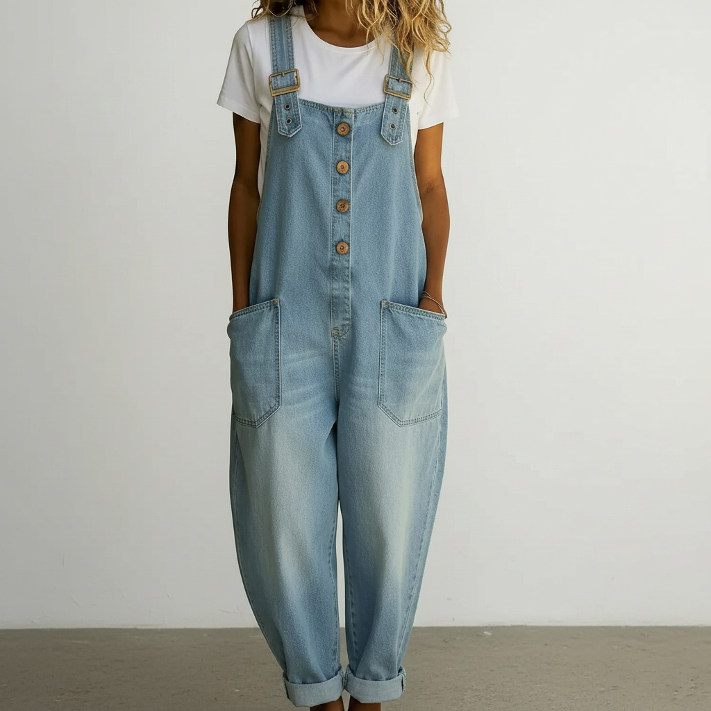 Maiwenn - Soft Vintage Denim-Look Dungarees
