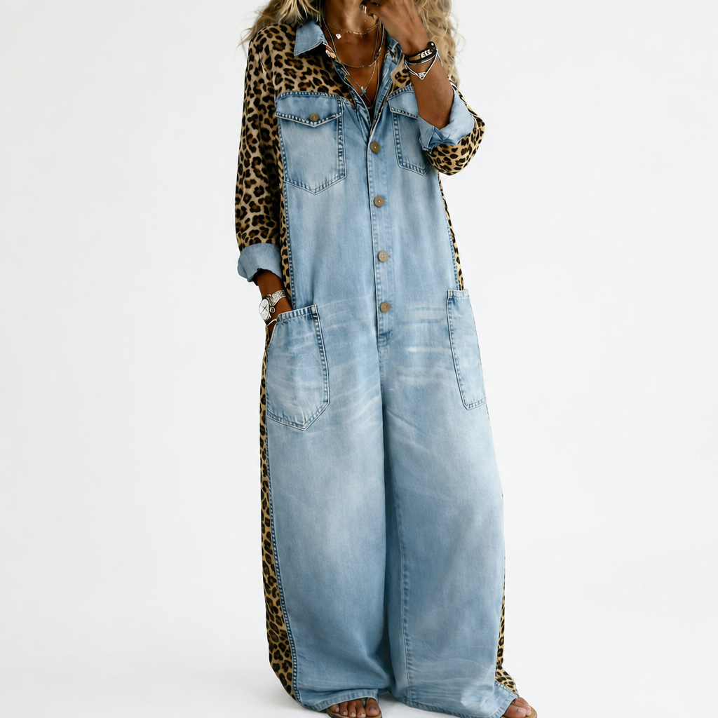 Maelle wide-leg denim shirt jumpsuit