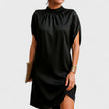 Stephanie Timeless V-Neck Straight Dress in solid color with regular fit cut