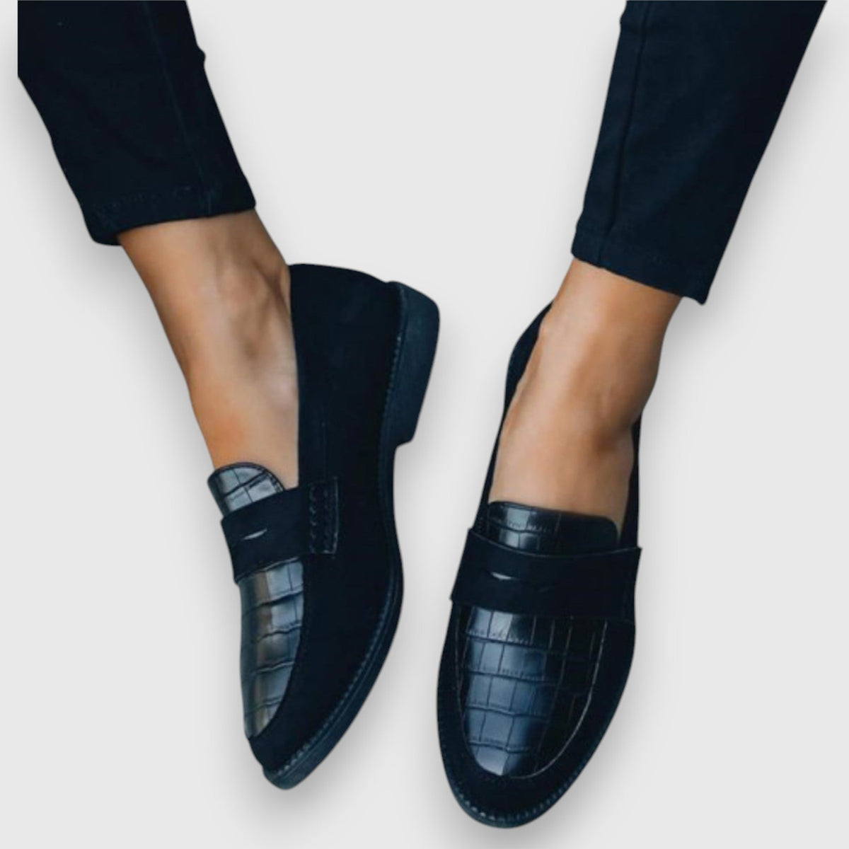 Sara elegant black handcrafted loafers with structured design