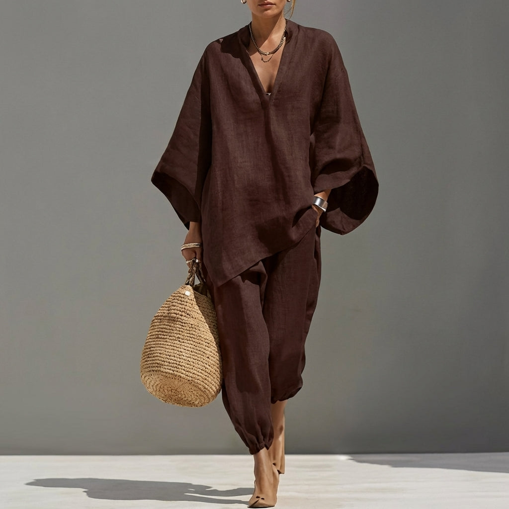 Marina - Casual V-Neck Two-Piece Set