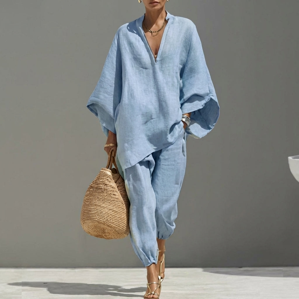 Marina - Casual V-Neck Two-Piece Set