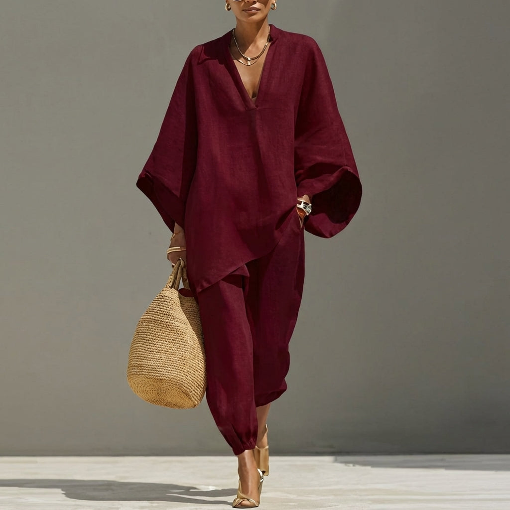 Marina - Casual V-Neck Two-Piece Set