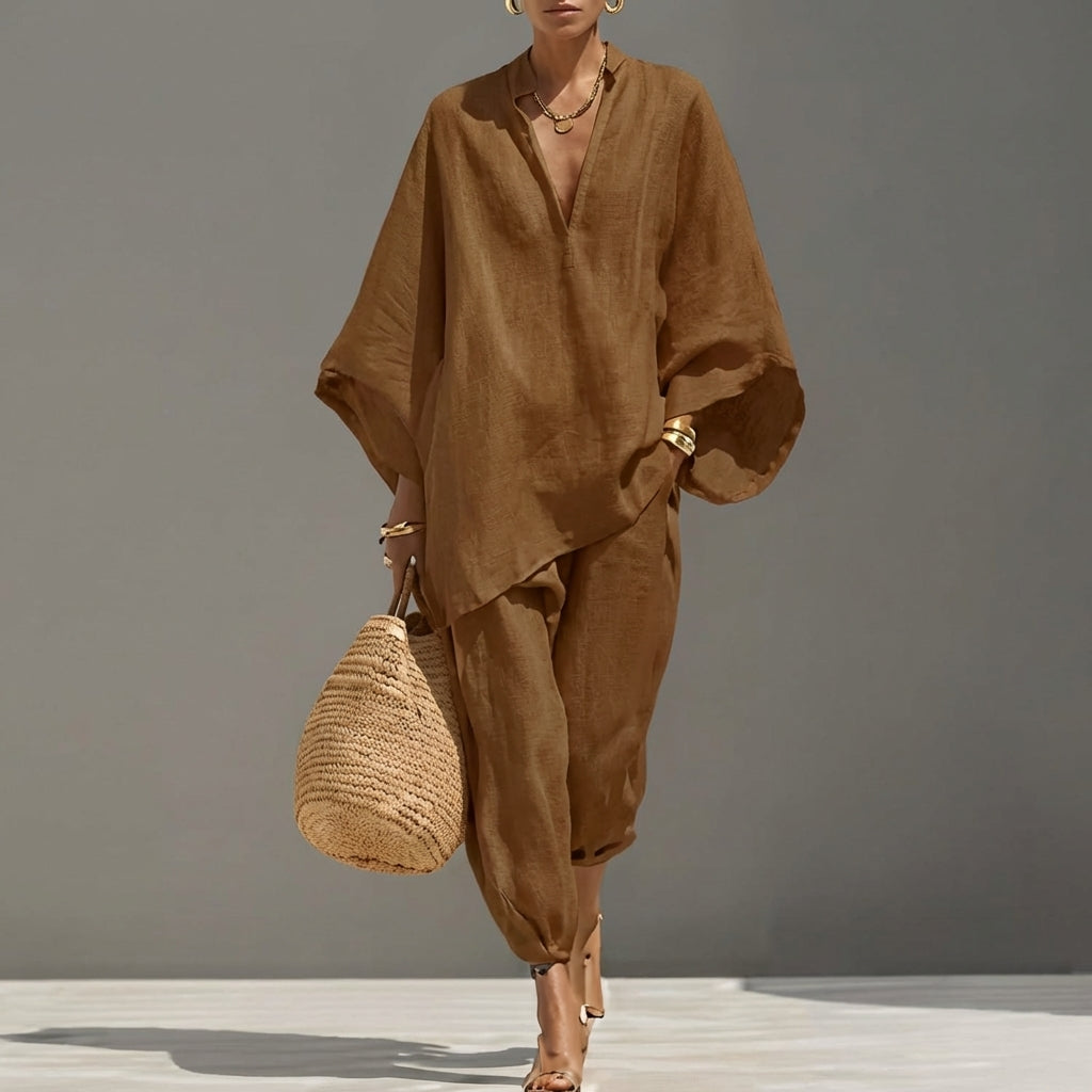 Marina - Casual V-Neck Two-Piece Set