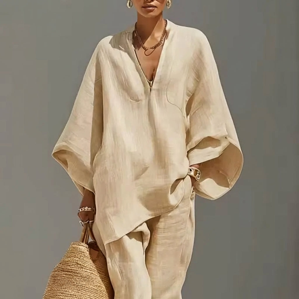 Marina - Casual V-Neck Two-Piece Set
