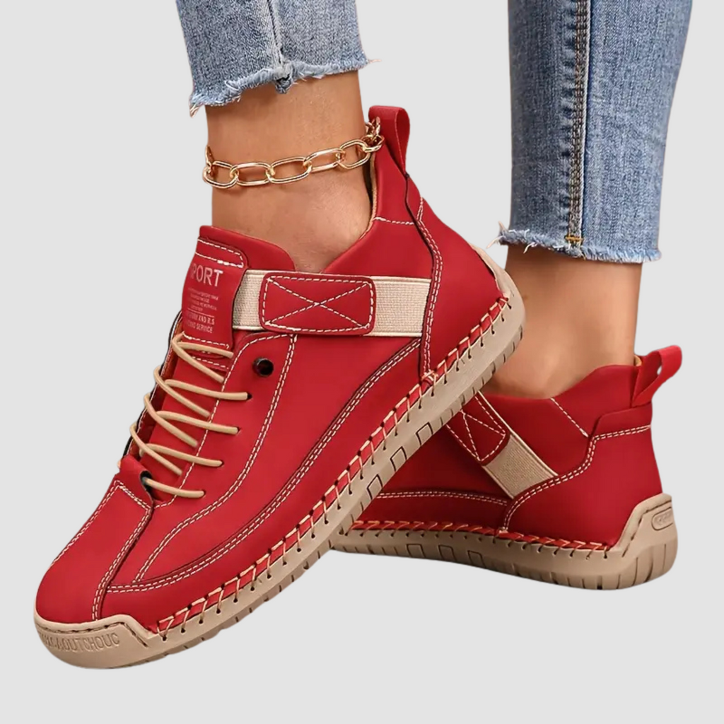 Elise comfortable leather sneakers with elastic side panels for easy entry