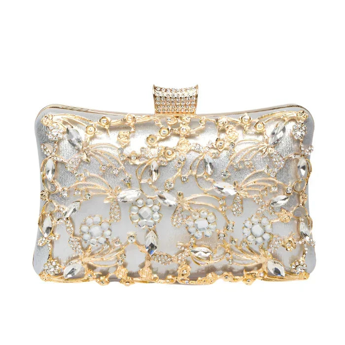 Zelie crystal bow evening clutch purse