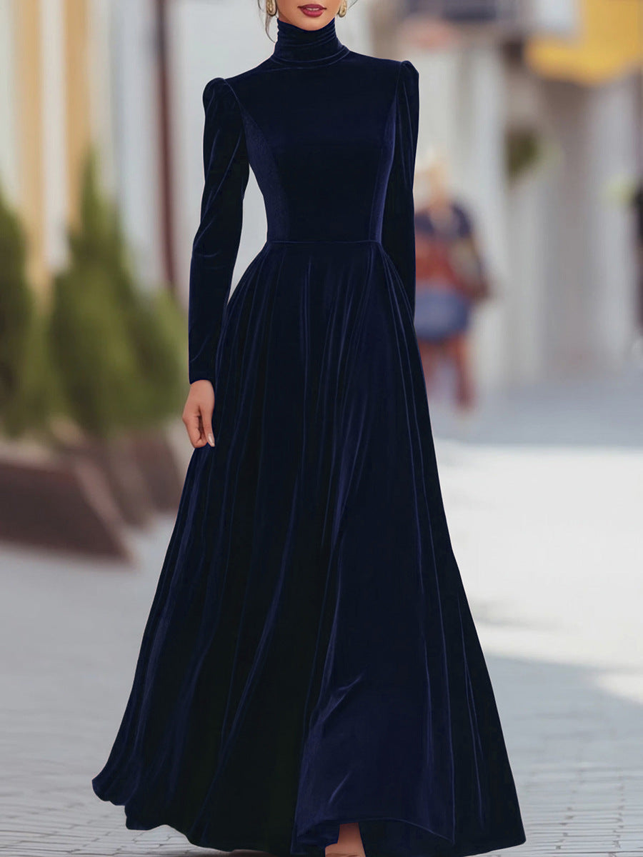 Eleanor High-Neck Velvet Maxi Dress