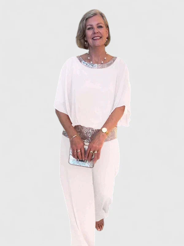 Trishane color block top and trousers two-piece set