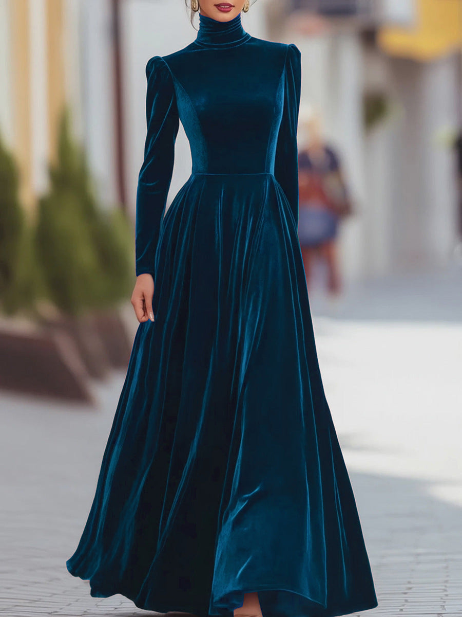 Eleanor High-Neck Velvet Maxi Dress