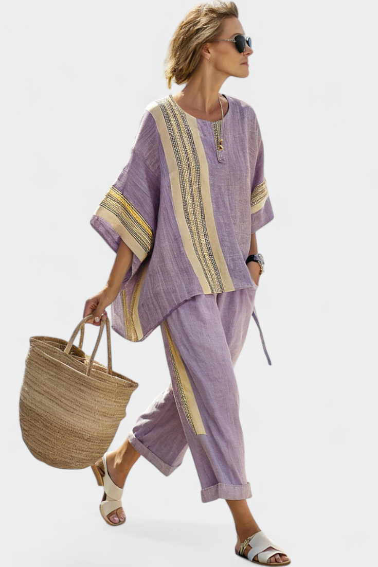 Anzaleira - Elegant Striped Set