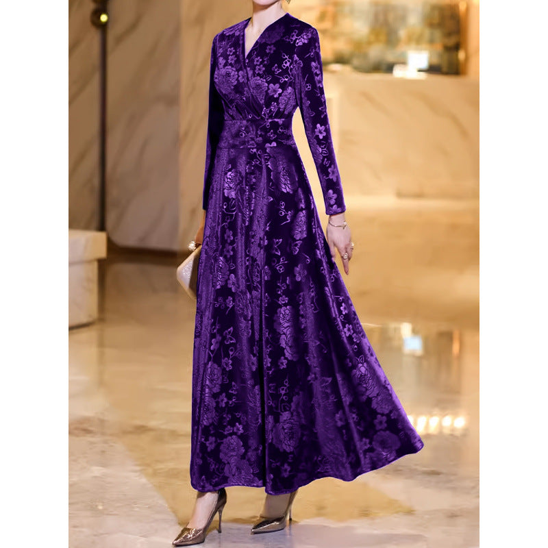 Meghan Gold Jacquard Floral Party Dress