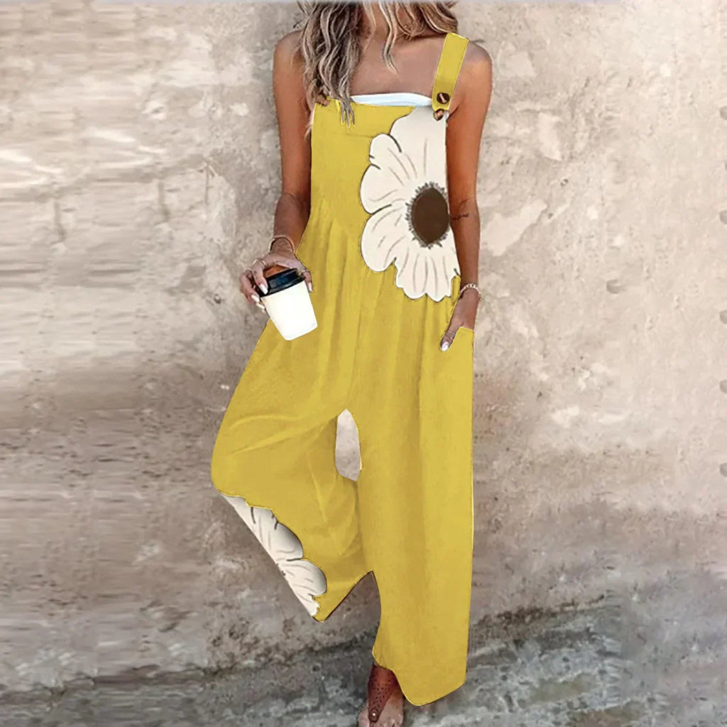 Amandine - Contrasting Floral Boho Overalls
