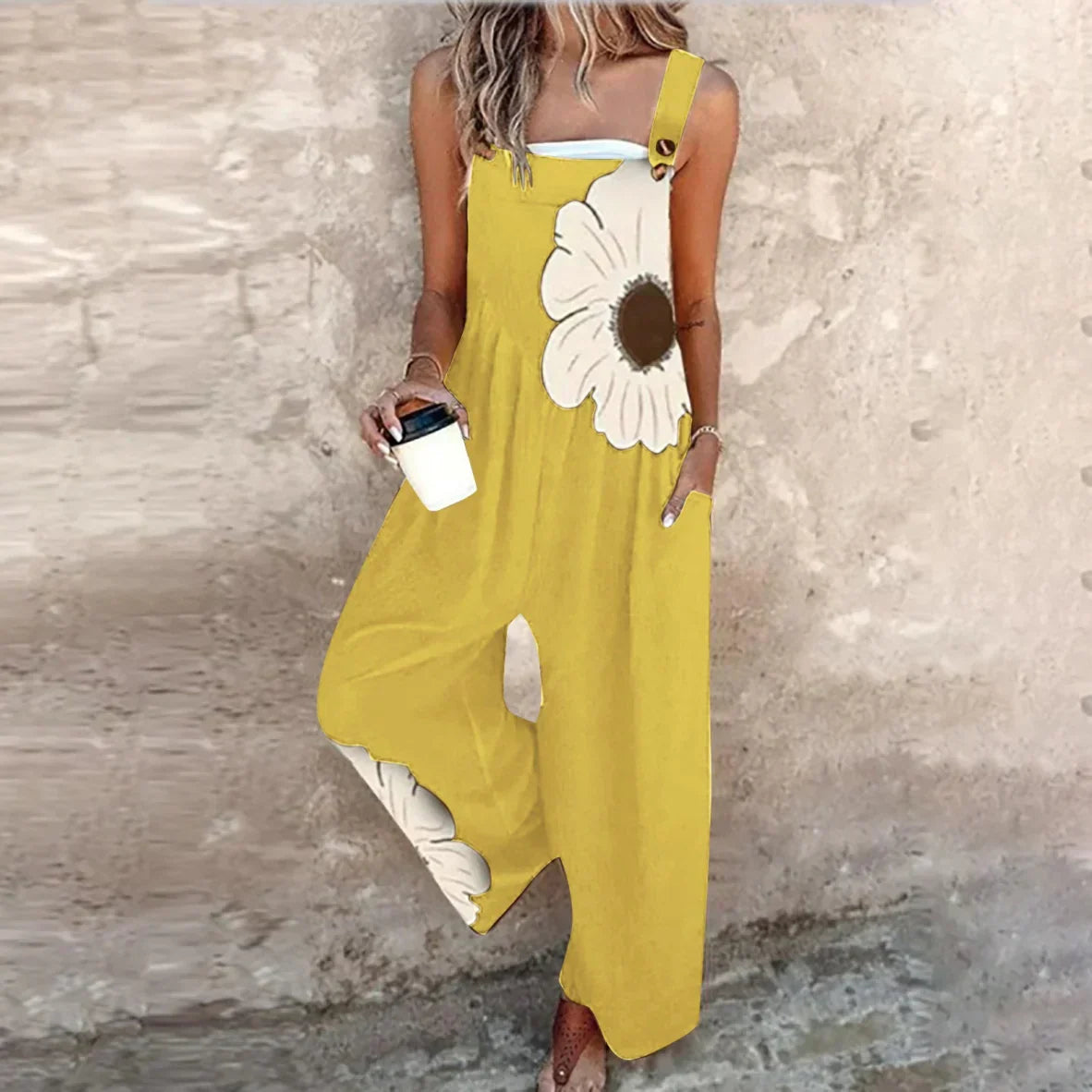 Amandine - Contrasting Floral Boho Overalls