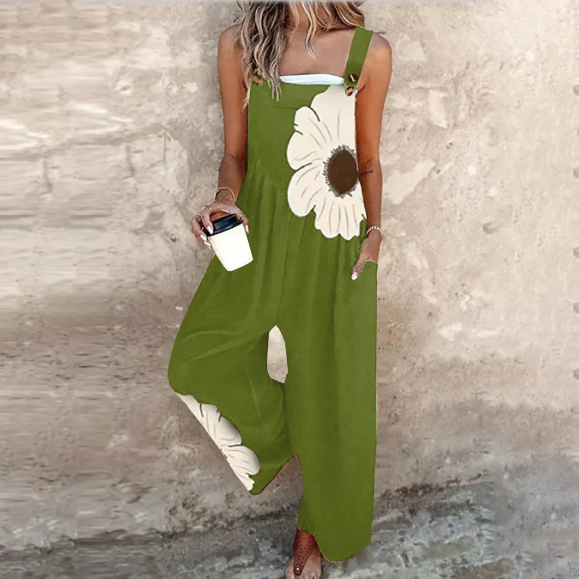Amandine - Contrasting Floral Boho Overalls