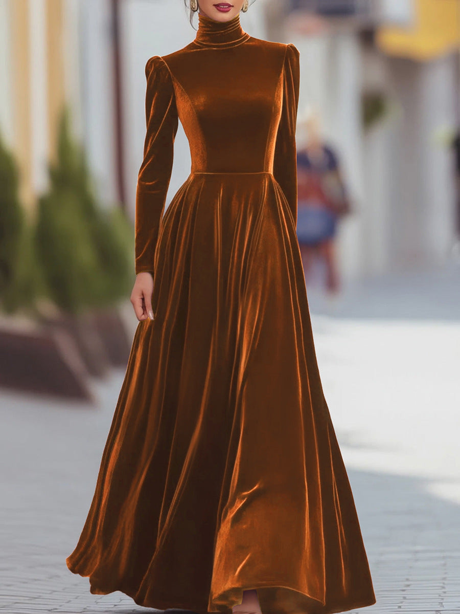 Eleanor High-Neck Velvet Maxi Dress
