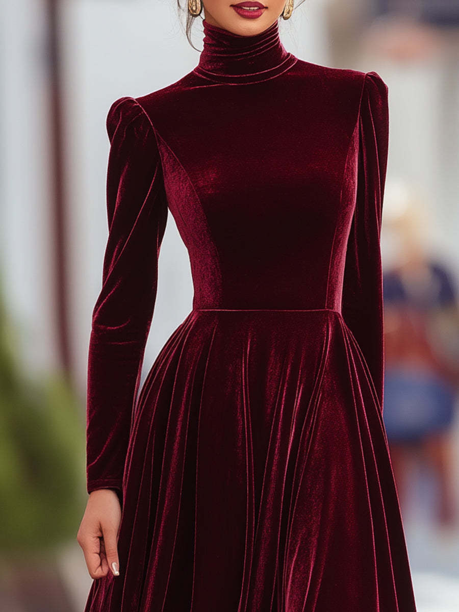 Eleanor High-Neck Velvet Maxi Dress