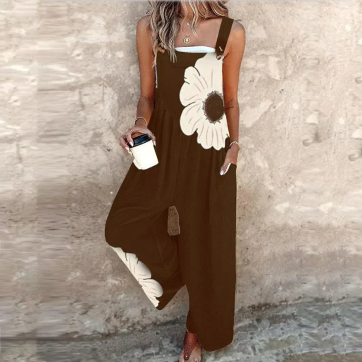 Amandine - Contrasting Floral Boho Overalls
