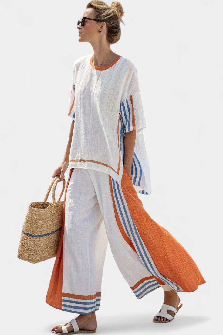 Anzaleira elegant striped two-piece set