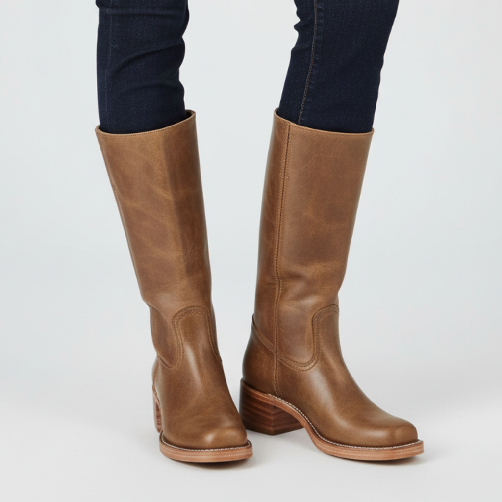 Chloe tall boots with structured equestrian design and block heel