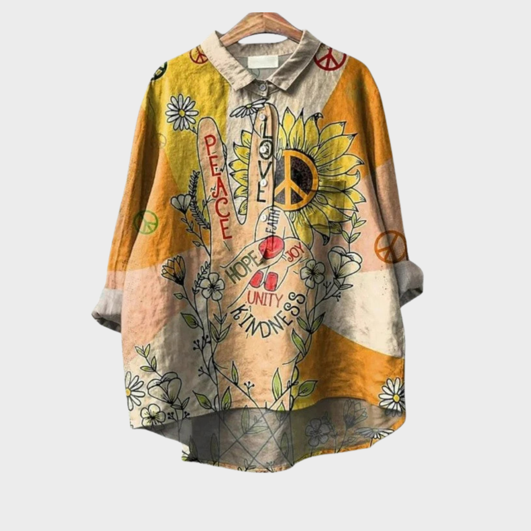 Coline elegant summer blouse with artistic pattern
