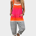 Leontine orange pink gradient navy striped loose overalls