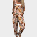 Berenice soft meadow wildflower pattern wide leg overalls
