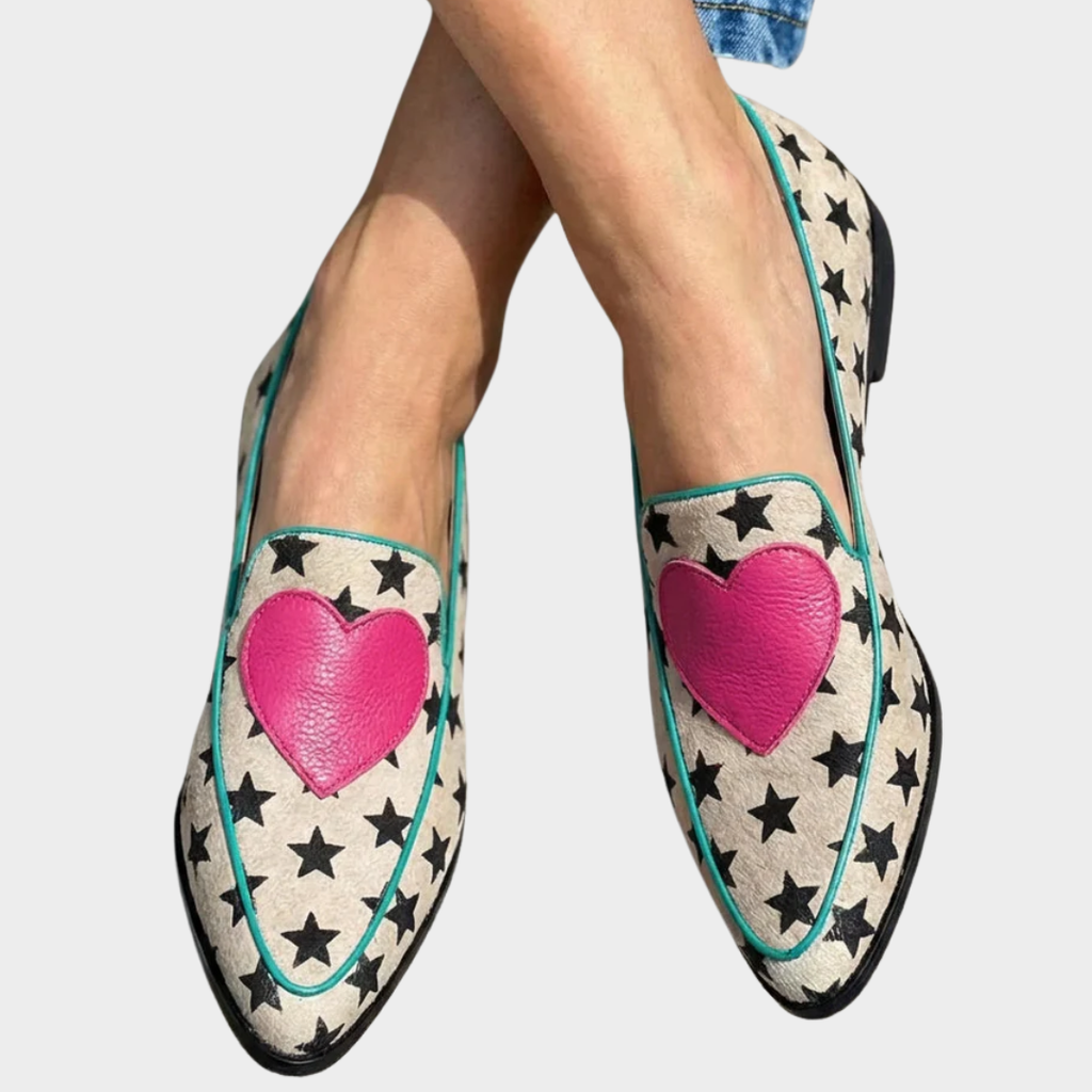 Marisol playful hearts handcrafted leather loafers