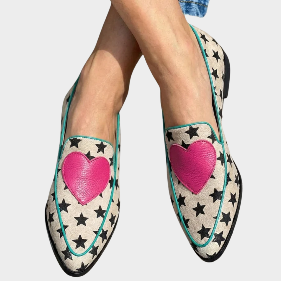 Marisol playful hearts handcrafted leather loafers