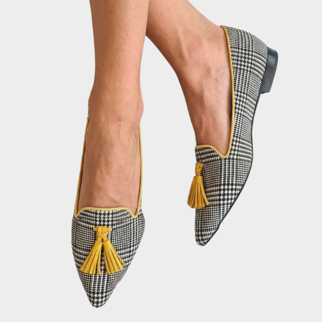 Odessie modern plaid handcrafted leather loafers