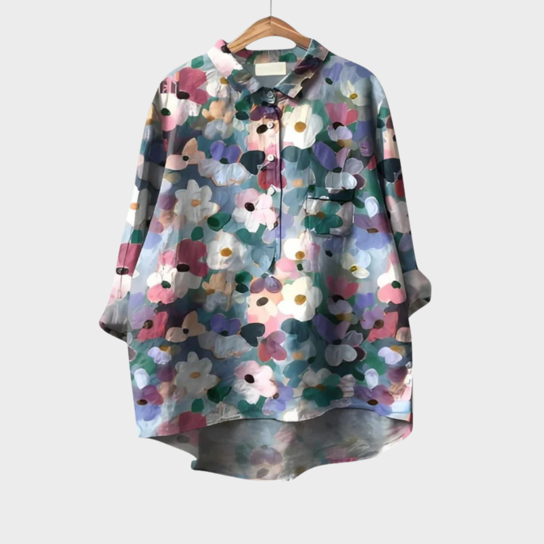 Elise classic floral elegant summer blouse