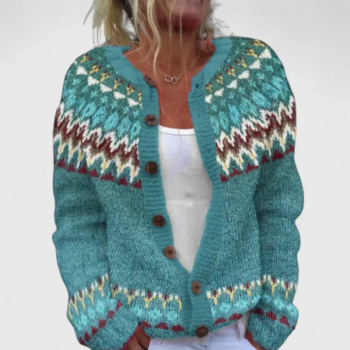 Thalynora - Patterned Relaxed Knit Cardigan