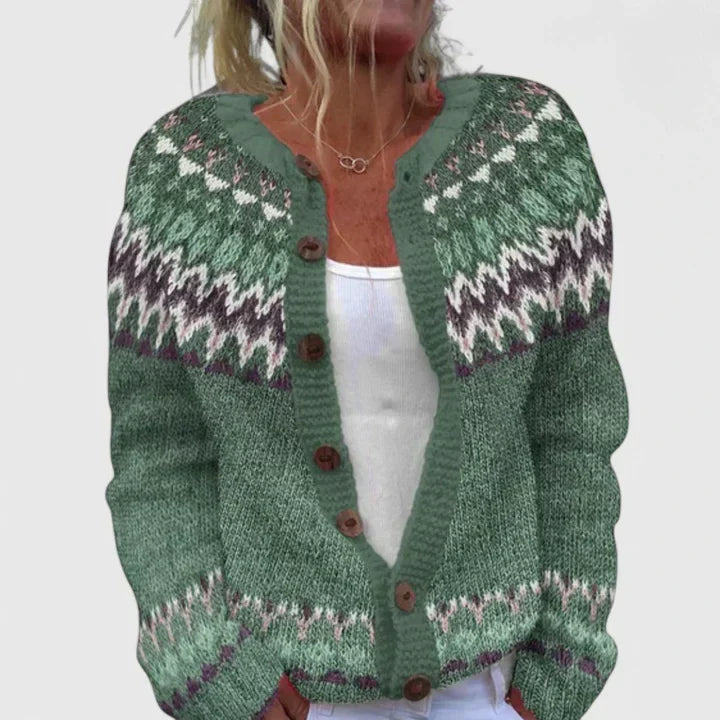 Thalynora - Patterned Relaxed Knit Cardigan