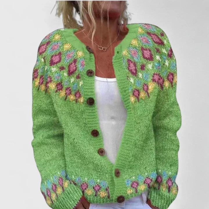 Thalynora - Patterned Relaxed Knit Cardigan