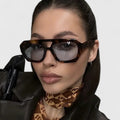 Zhaylinn elegant leopard print double-bridge sunglasses