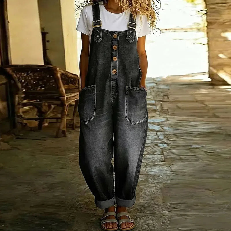 Maiwenn - Soft Vintage Denim-Look Dungarees