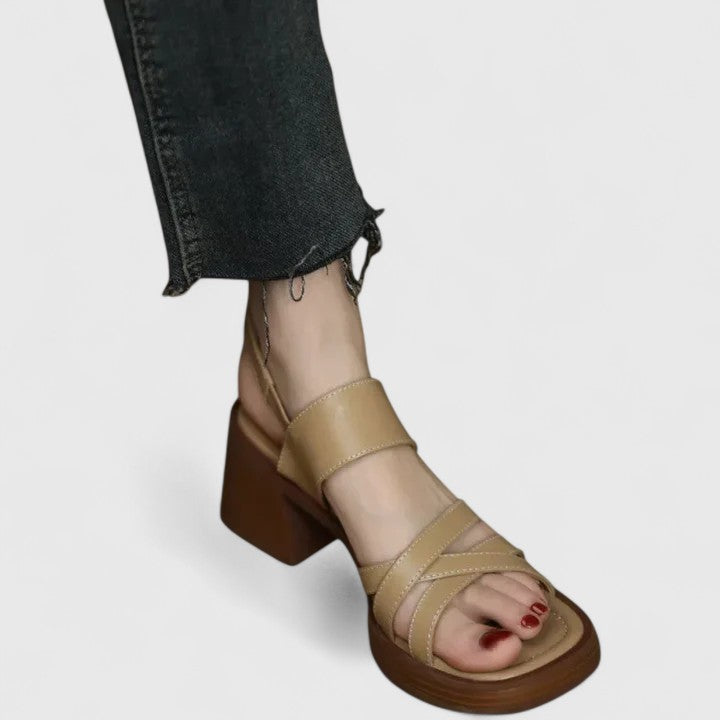 Jamie Roman inspired strappy elegant block heel sandals