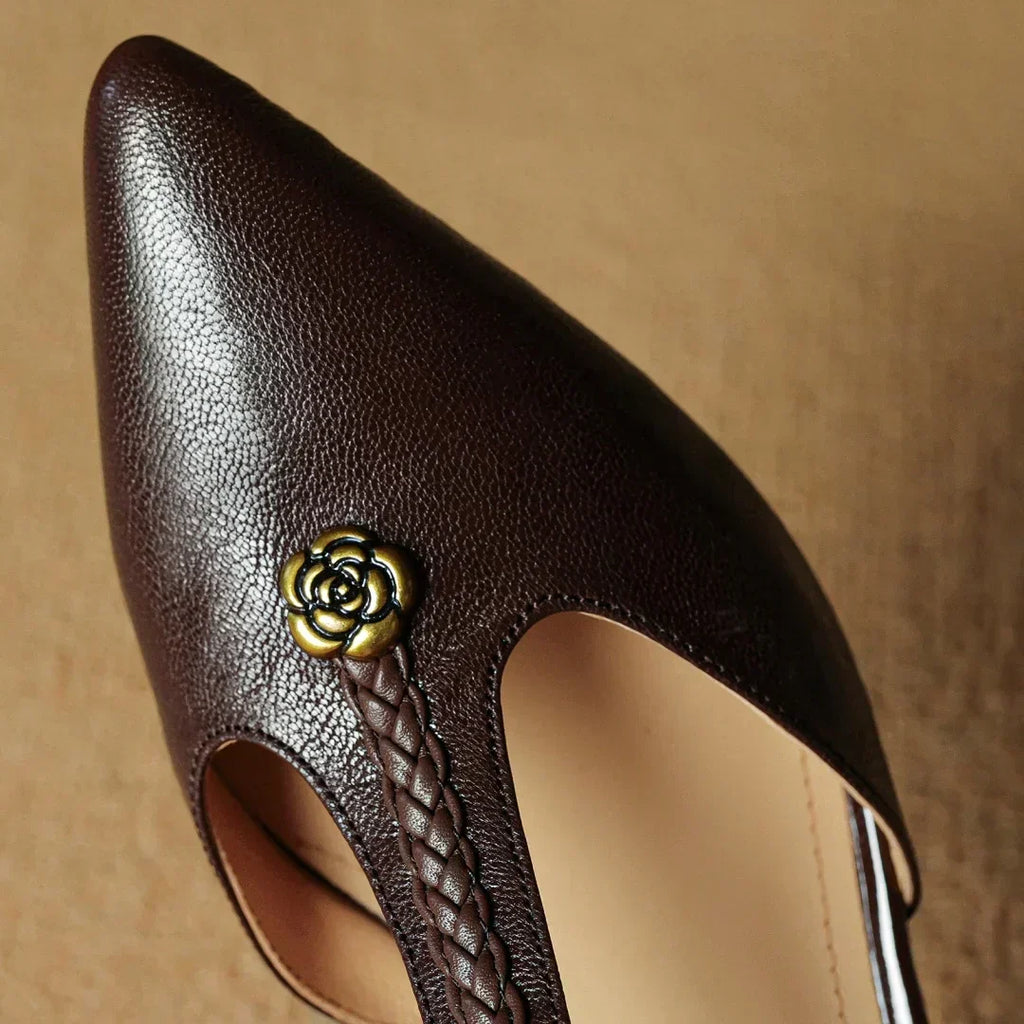 Madeleine - Braided Leather T-Bar Sculpted Sandals