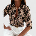 Élodie long-sleeve notched-collar print shirt styled for warm weather