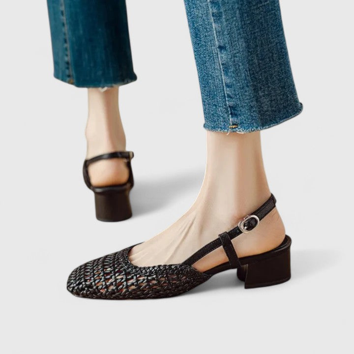 Daniela open front elegant sandals with ankle strap