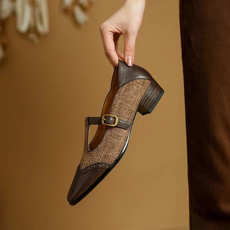 Valentine - Authentic Textured T-Bar Shoes