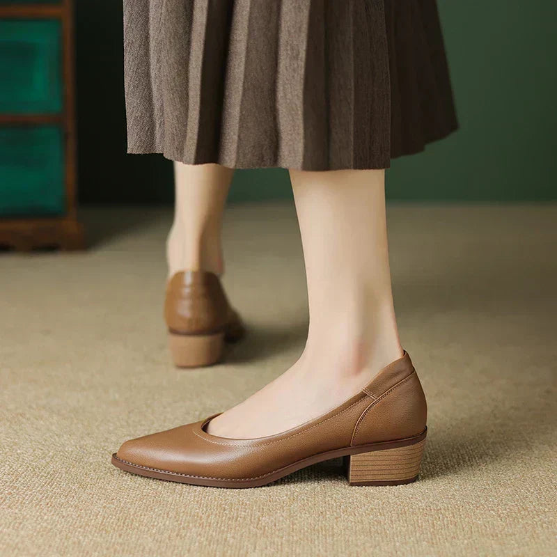 Camille - Pointed-Toe Mid-Block Heel Pumps